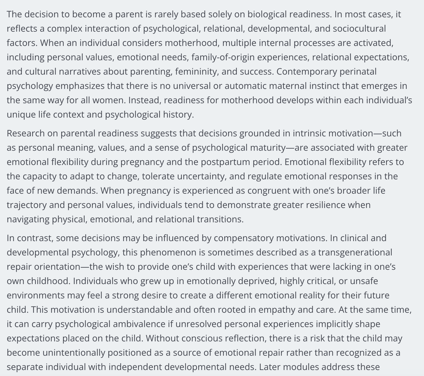 Perinatal Psychology: Psychological Preparation, Emotional Adaptation, and Mental Health Across Pregnancy and Early Parenthood